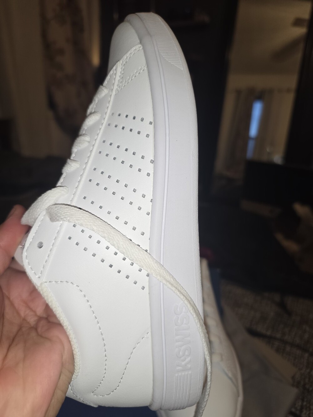 K-Swiss White Low-Top Sneakers with Blue Insole - Picture 3 of 5